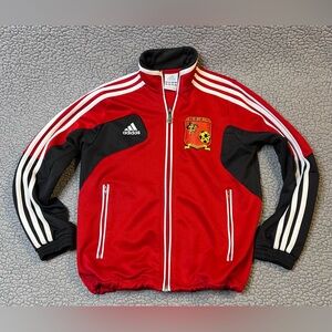 Adidas Soccer Theme Track Jacket Little Boys Size Small Red And Black Full Zip